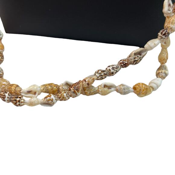 Women's DOUBLE SHELL NECKLACES Beige 35" Long - Picture 3 of 5